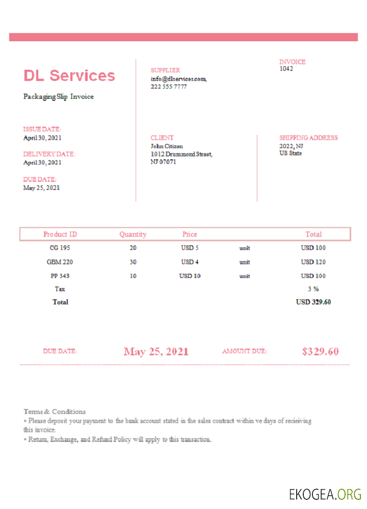 Facture USA DL Services